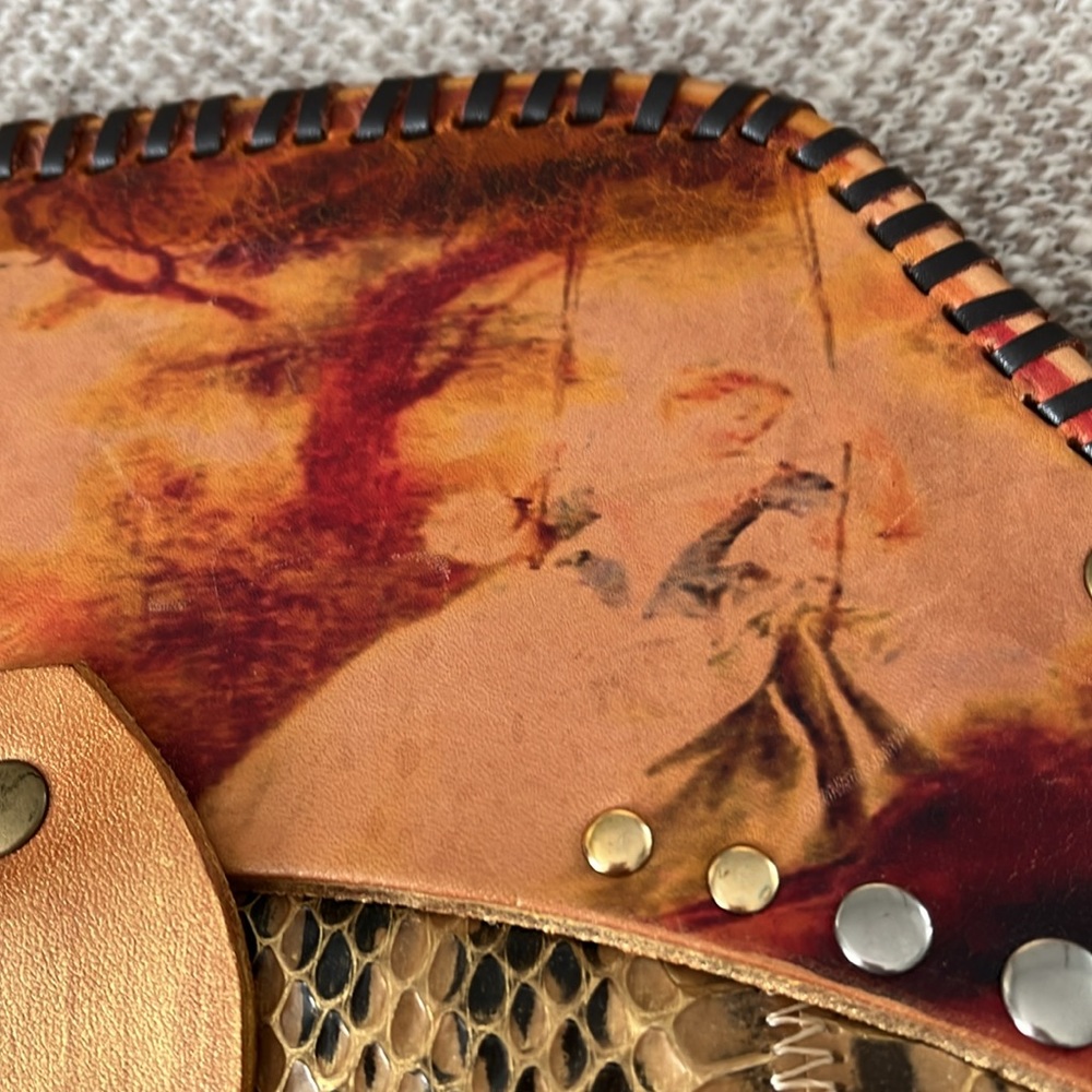 Sharif Vintage Handpainted Snakeskin Leather Handbag - Picture 7 of 8